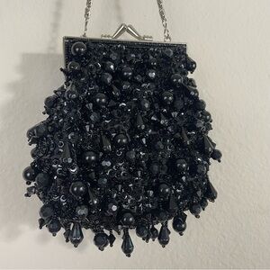 MENBUR Black‎ Beaded Cocktail Mini Hand Bag VTG